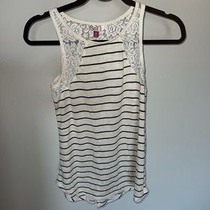 S.O white tank top black stripes with a lace back